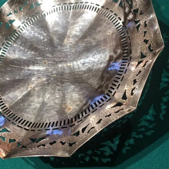 Apollo Sheffield Nickel Silver footed serving Tray with stationery handle #3204 - Picture 2 of 10